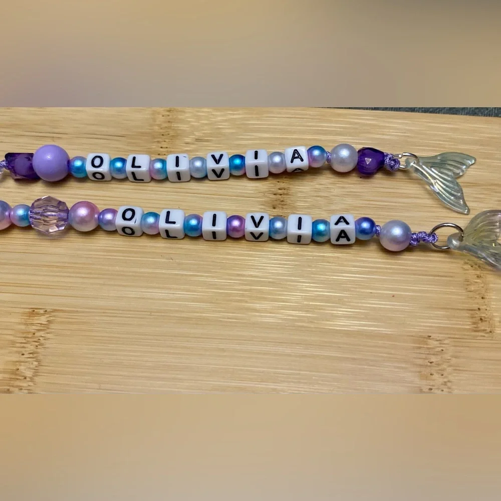 Purse charm beaded keychain with personalized Name